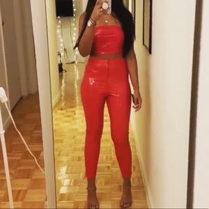 Missguided Red Faux Leather Jumpsuit Devil Costume